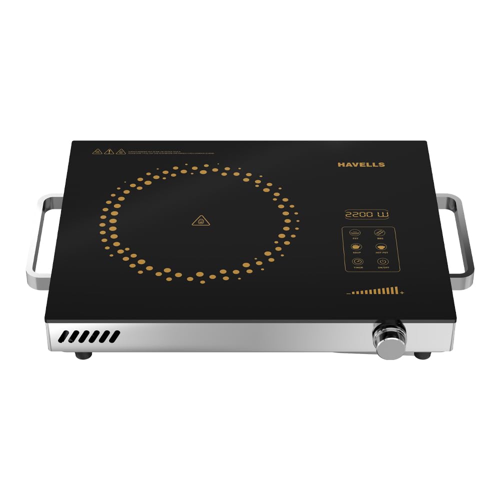 Havells 2200 Watt Infrared Induction Cooktop With Digital Display| Glo TC22-6KV Surge Protection| Sensor Touch| SS304 Food grade grill| 1 Year Door step Warranty By Havells