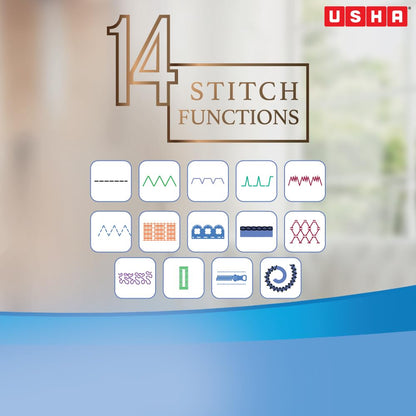 Usha Janome Dream Stitch Automatic Zig-Zag Electric Sewing Machine (White and Blue) 32.5 Quart