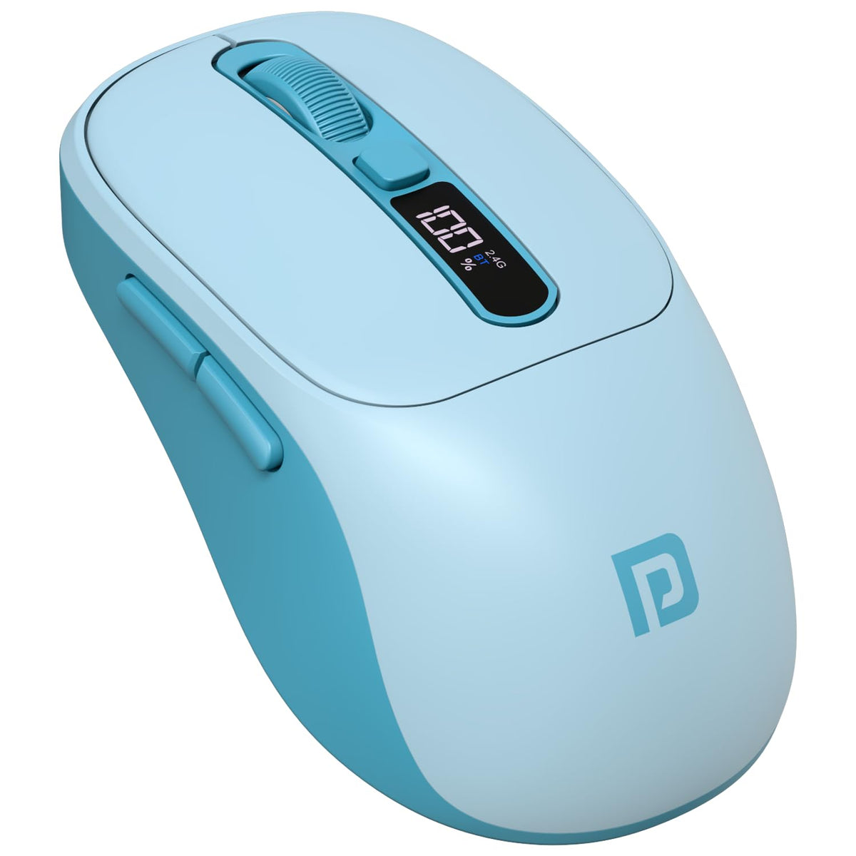 Portronics Toad 9 Wireless Bluetooth Mouse with Dual Wireless (BT + 2.4 GHz), Smart LED Display, Rechargeable Battery, Forward & Back Button, Multi-Device Pair, Upto 4800 Dpi Sensitivity(White)