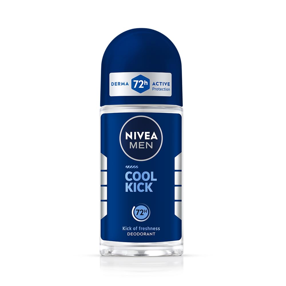 NIVEA MEN Deep Impact Freshness Underarm Roll On Deodorant for Men with Black Carbon | Long Lasting Antiperspirant Roll On for Body Odour Control | Alcohol Free Underarm Deodorant Roll On 50ml