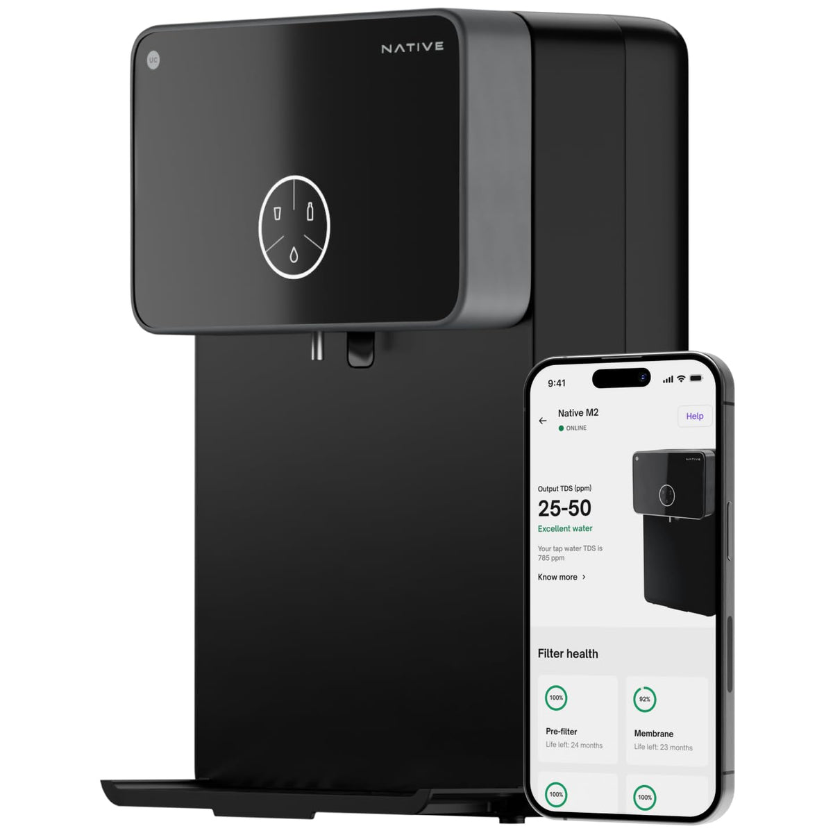 Native M2 Pro Water Purifier by Urban Company | Preset Touch Dispensing + Battery | Smart Real-time Tracking | 10-Stage RO+UV+Copper+Alkaline+Mineraliser | No Service for 2 Years