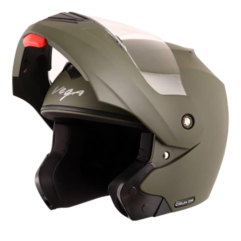 Vega Crux ISI Certified Flip-Up Helmet for Men and Women with Clear Visor(Black, Size:L)