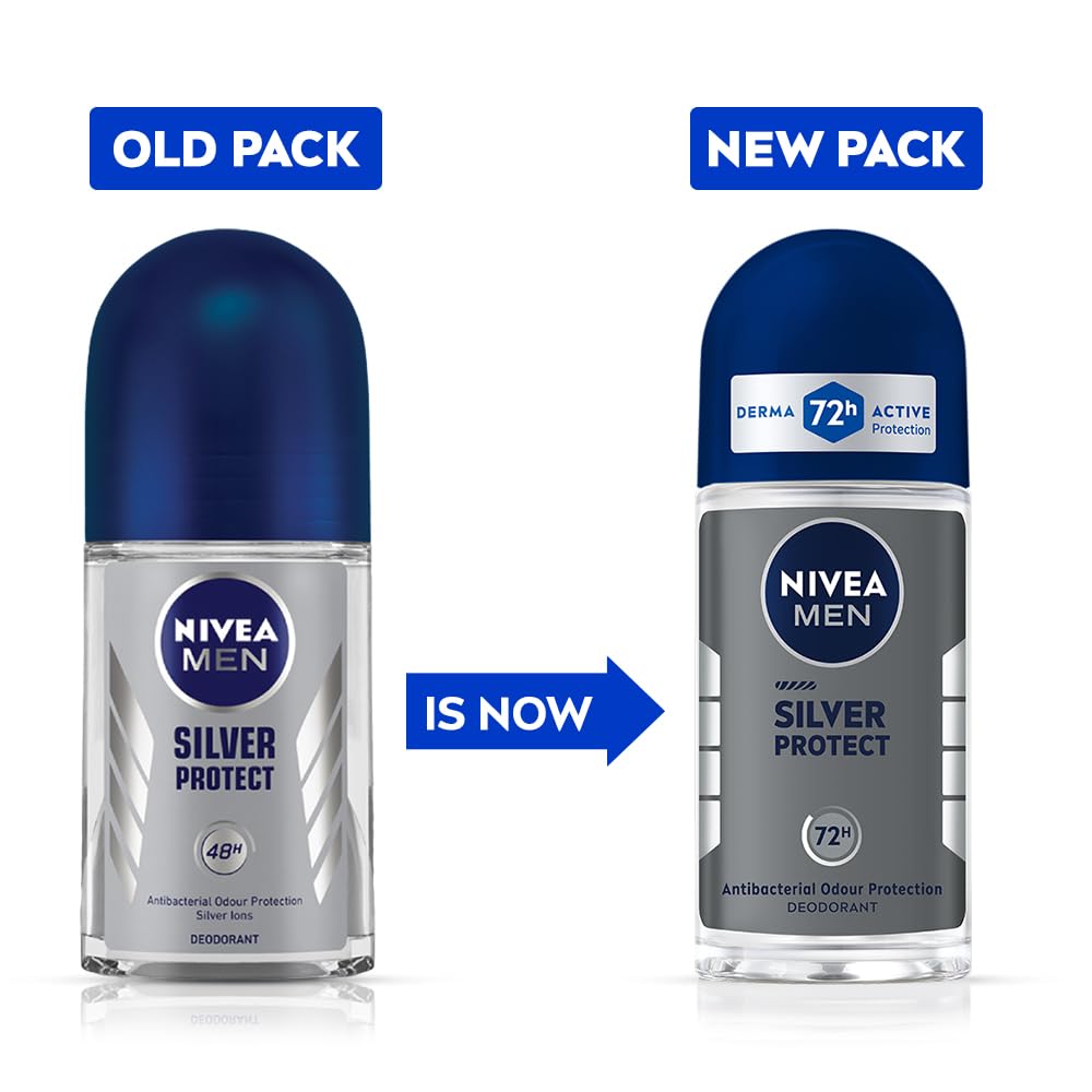 NIVEA MEN Deep Impact Freshness Underarm Roll On Deodorant for Men with Black Carbon | Long Lasting Antiperspirant Roll On for Body Odour Control | Alcohol Free Underarm Deodorant Roll On 50ml