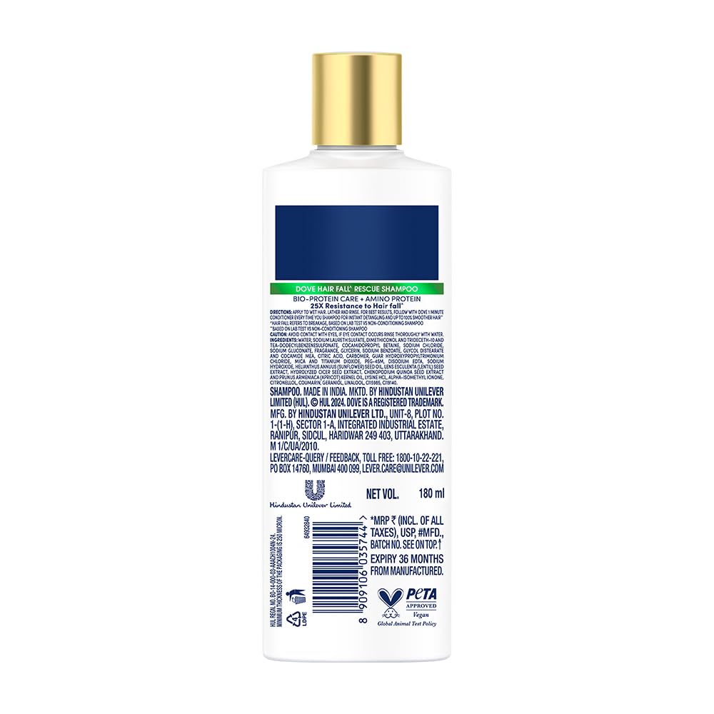 Dove Hair Fall Rescue Shampoo 1 L|| For Damaged Hair|| Hair Fall Control for Thicker Hair - Mild Daily Anti Hair Fall Shampoo for Men & Women