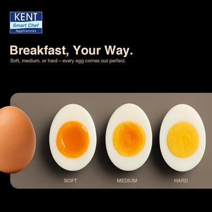 KENT Super Egg Boiler | 3 Boiling Modes | Stainless Steel Body and Heating Plate | 6 Eggs at a Time | Automatic Turn-Off | Silver