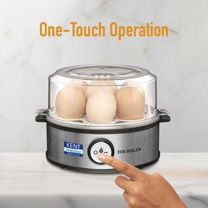 KENT Super Egg Boiler | 3 Boiling Modes | Stainless Steel Body and Heating Plate | 6 Eggs at a Time | Automatic Turn-Off | Silver