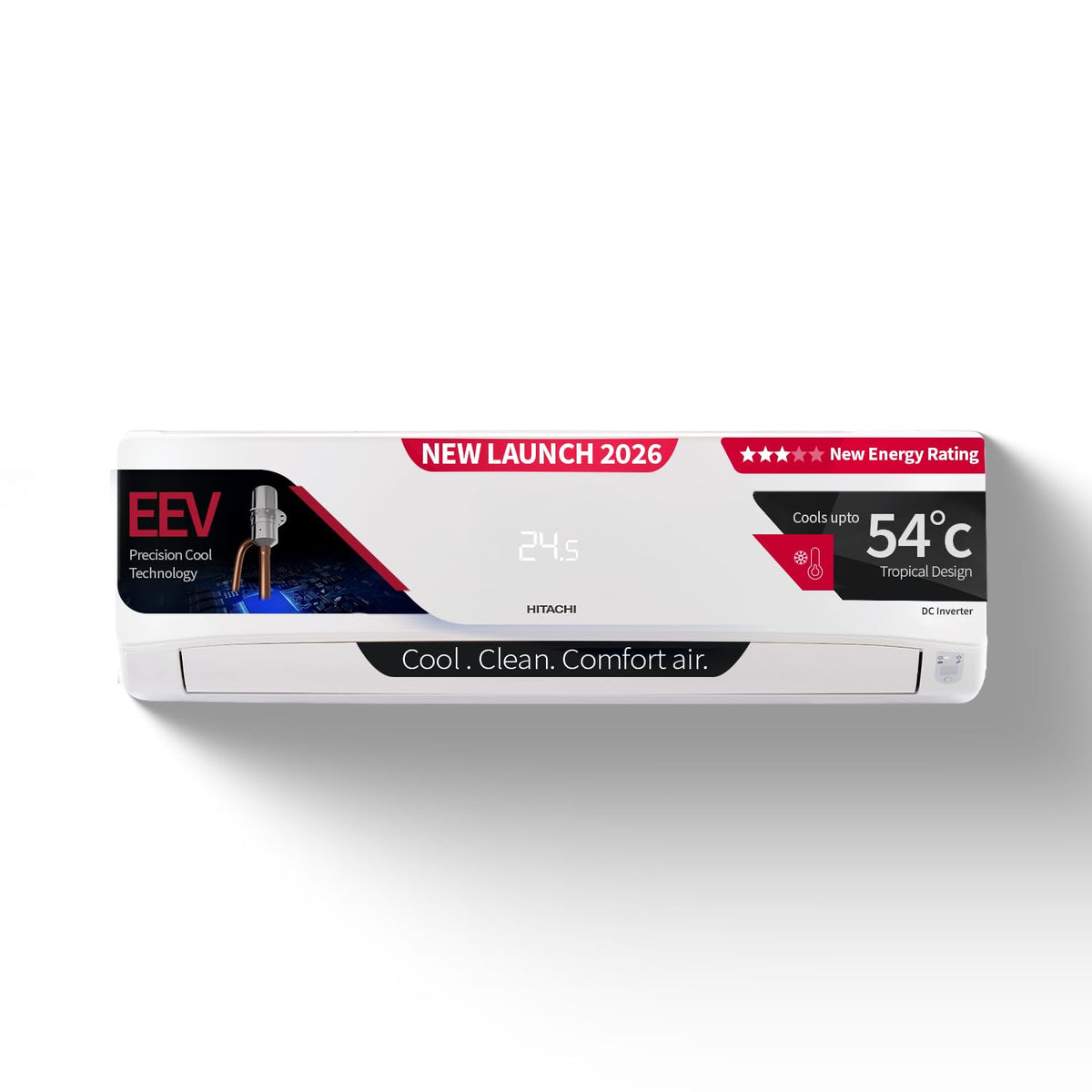 Hitachi 1.5 Ton 3 Star, New Star rated, Heavy Duty Smart Inverter Split AC (Copper, Wi-Fi, Long air throw, Smart View Display, ice Clean, Hybrid Convertible, Anti-Bacterial Mesh Filter,RAS.Y319PCDISL, White)