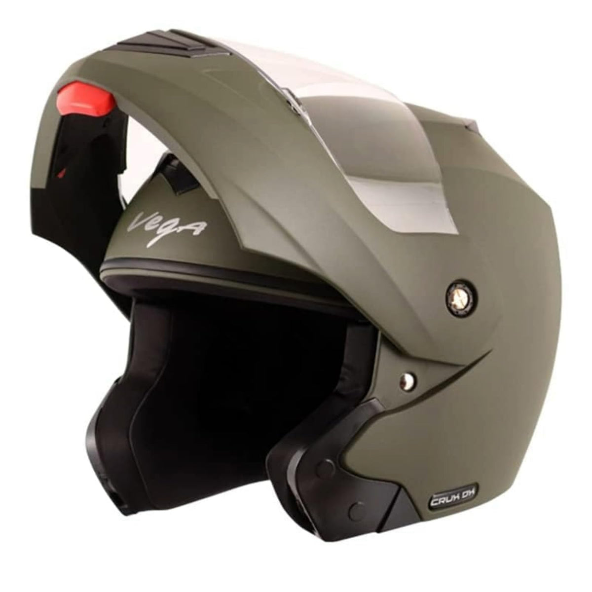 Vega Crux ISI Certified Flip-Up Helmet for Men and Women with Clear Visor(Black, Size:L)