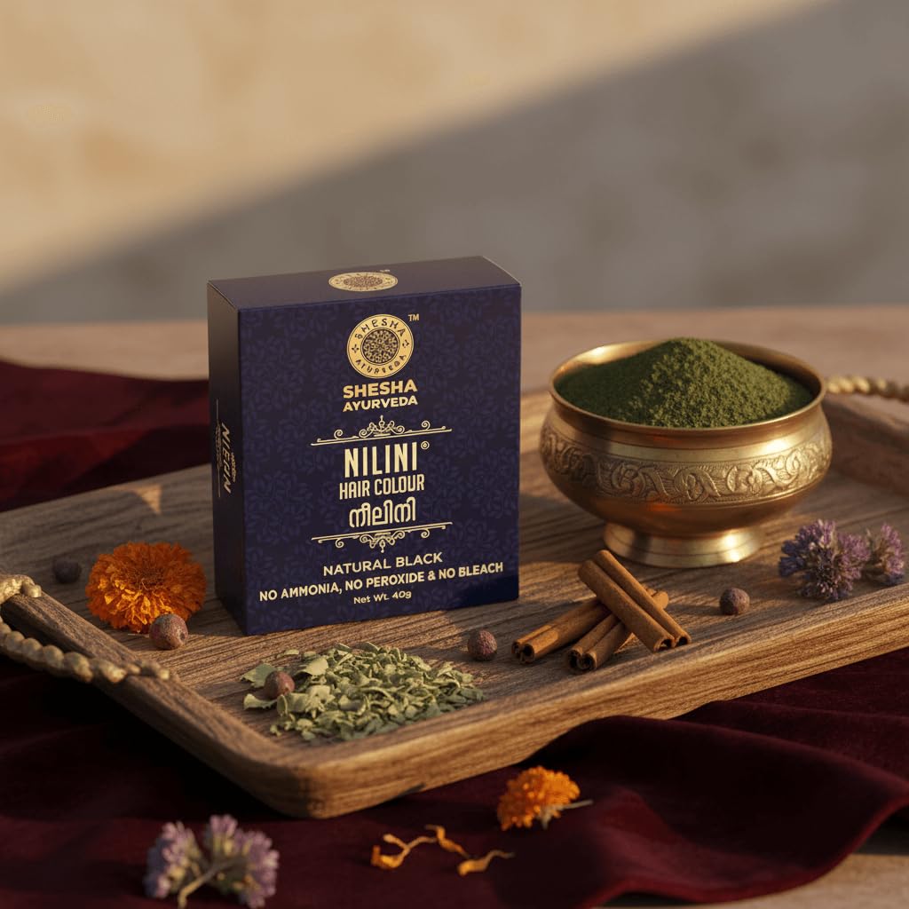 SHESHA AYURVEDA Nilini Hair Colour - Ayurvedic, No Ammonia, No Peroxide, No Perborates, No Bleach,Natural Black Colour (40g)