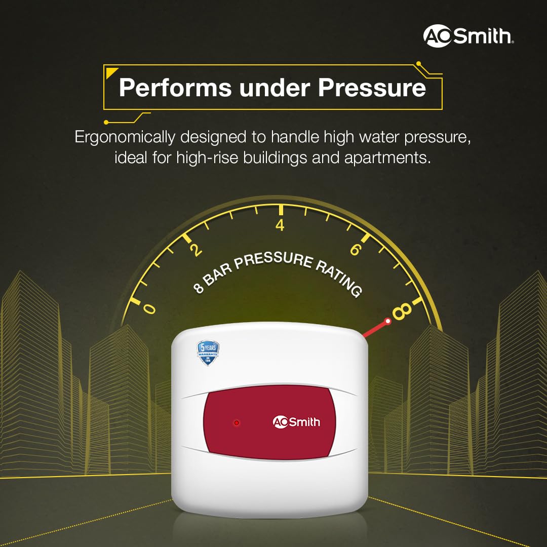 AO Smith Geyser 25 Litre 5 Star Rating (BEE) | Powerful 2KW Heating | Storage Water Heater With 2X Corrosion Resistant Blue Diamond Glass Tank | Warranty: 5 Yr Tank, 2 Yr Comprehensive | HSE-SHS-025