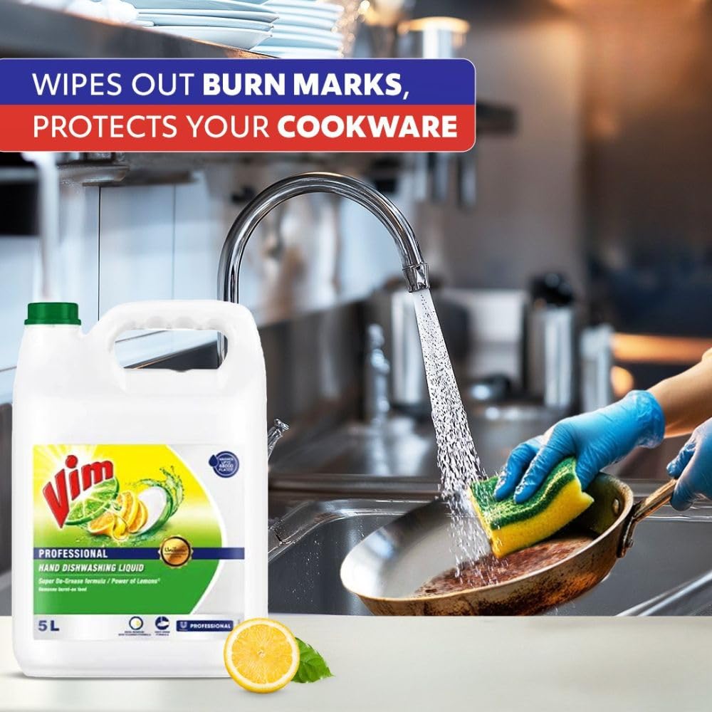 Vim Dishwash Liquid 3 L pouch | Removes 100+ Odours & Grease in 1 wash | With the power of 100 Lemons