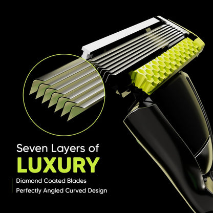 LetsShave Pro 7 Max Razor Cartridges For Men | World's First & Only 7-Blade Shaving Razor With Precision Blades & Honey Comb Guard Bar | Argan Oil, Aloe & Vitamin E - 4 Count