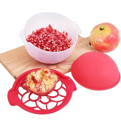 Pomegranate Peeler Silicone Deseeder with Bowl, Pomegranate Arils Removal Tool, Anti-Slip Seed Separator, Manual Pomegranate Seeder Remover, Easy Fruit Peeling Machine Kitchen Gadget