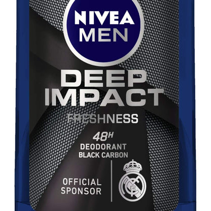 NIVEA MEN Deep Impact Freshness Underarm Roll On Deodorant for Men with Black Carbon | Long Lasting Antiperspirant Roll On for Body Odour Control | Alcohol Free Underarm Deodorant Roll On 50ml