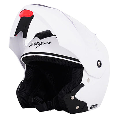 Vega Crux ISI Certified Flip-Up Helmet for Men and Women with Clear Visor(Black, Size:L)