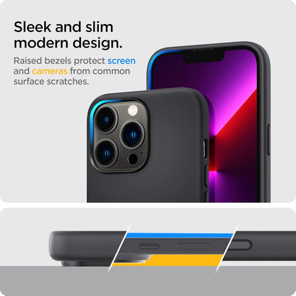 Spigen Silicone Fit Back Cover Case for iPhone 13 Pro, Refined Smooth Feel, Comfortable Grip - Silicone | Black