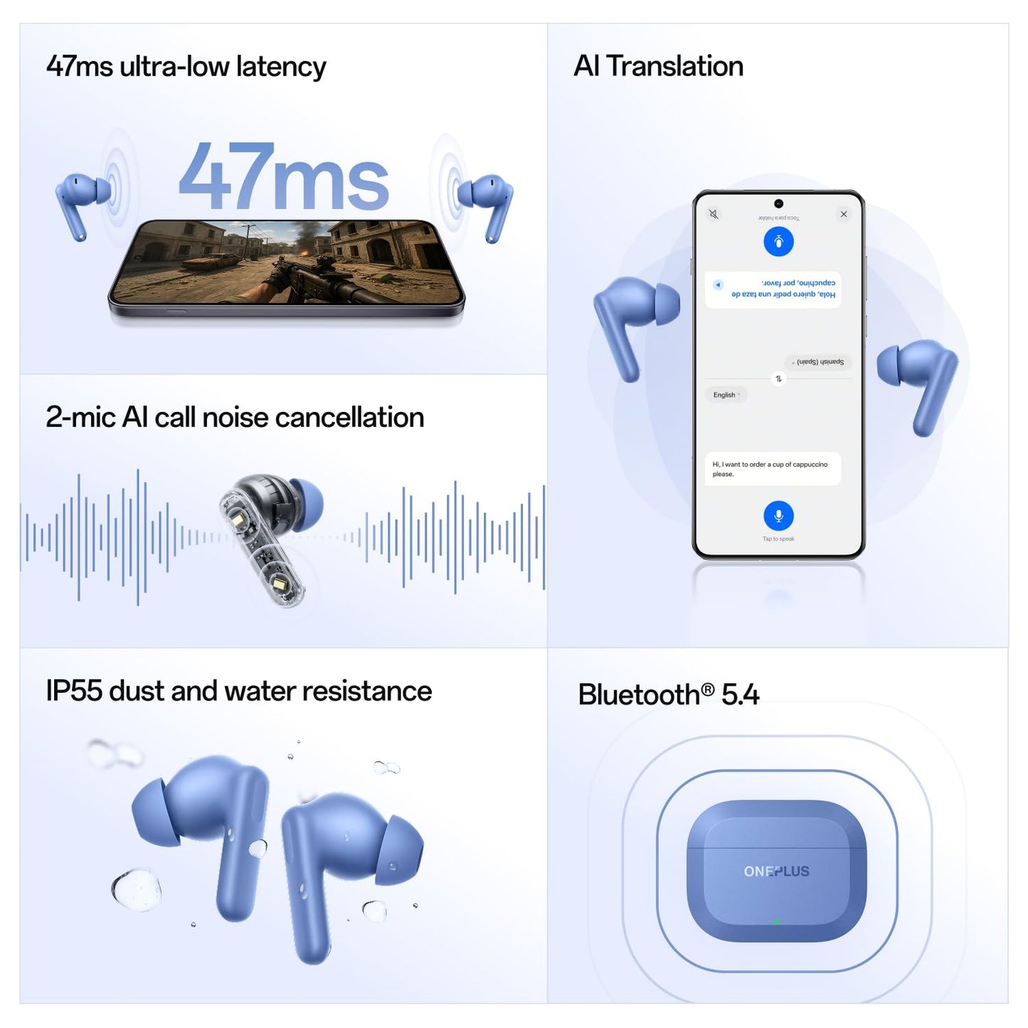 OnePlus Nord Buds 3r TWS Earbuds up to 54 Hours Playback, 2-mic Clear Calls, 3D Spatial Audio, AI Translation, 12.4mm Drivers, Dual-Device Connectivity, 47ms Low Latency - Ash Black