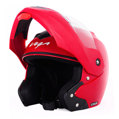 Vega Crux ISI Certified Flip-Up Helmet for Men and Women with Clear Visor(Black, Size:L)