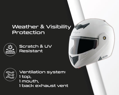 Vega Crux ISI Certified Flip-Up Helmet for Men and Women with Clear Visor(Black, Size:L)