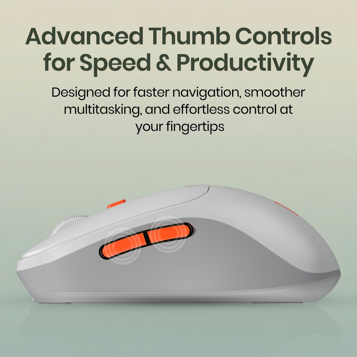 Portronics Toad 9 Wireless Bluetooth Mouse with Dual Wireless (BT + 2.4 GHz), Smart LED Display, Rechargeable Battery, Forward & Back Button, Multi-Device Pair, Upto 4800 Dpi Sensitivity(White)