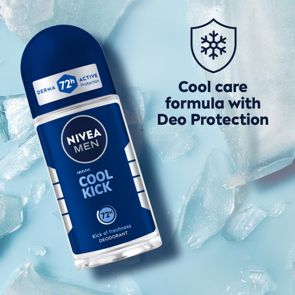 NIVEA MEN Deep Impact Freshness Underarm Roll On Deodorant for Men with Black Carbon | Long Lasting Antiperspirant Roll On for Body Odour Control | Alcohol Free Underarm Deodorant Roll On 50ml