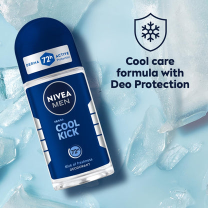 NIVEA MEN Deep Impact Freshness Underarm Roll On Deodorant for Men with Black Carbon | Long Lasting Antiperspirant Roll On for Body Odour Control | Alcohol Free Underarm Deodorant Roll On 50ml