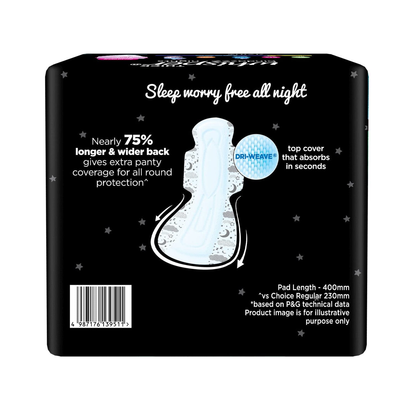 Whisper bindazzz Nights Pads For Women, XXX-Large Pack of 20 pads Scent: unscented