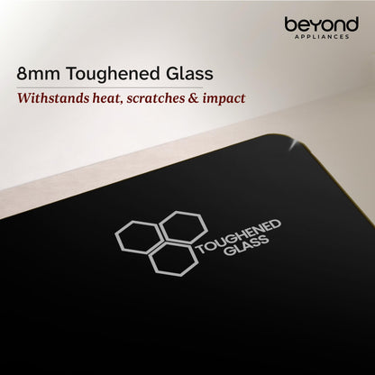 Beyond Appliances Altair 4 Burner Smart Glass Hobtop Gas Stove | Auto Ignition | Digital Timer | Flame Failure Device | Jumbo Burner | Toughened Glass | LPG & PNG Compatible