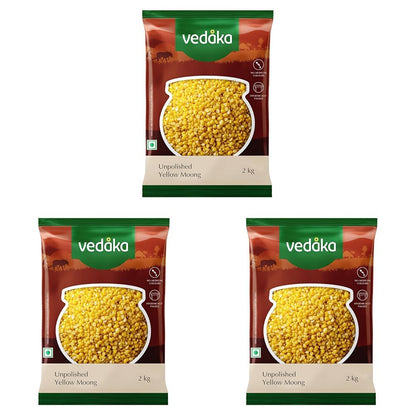 Amazon Brand - Vedaka Unpolished Yellow Moong Dal | 2 Kg | Naturally Rich In Protein & Fiber | No Artificial Flavours & No Preservatives.