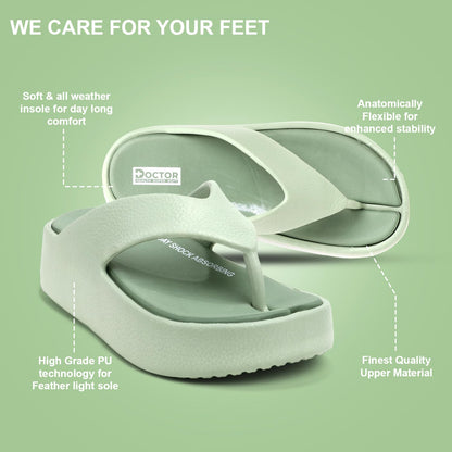 DOCTOR HEALTH SUPER SOFT Women’s Orthopedic Soft Platform Slippers | Ultra-Cushioned Shock Absorbing Footbed | Lightweight Anti-Skid Everyday Wear Comfort Flip Flops for All-Day Support
