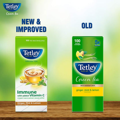 Tetley Green Tea, Ginger, Mint and Lemon, 100 Tea Bags