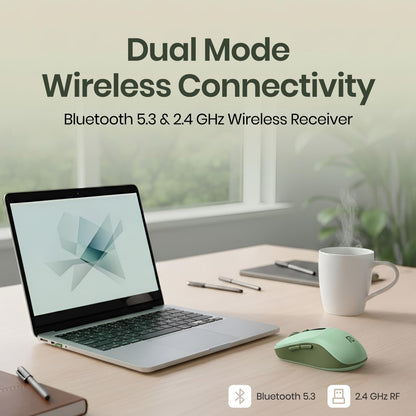 Portronics Toad 9 Wireless Bluetooth Mouse with Dual Wireless (BT + 2.4 GHz), Smart LED Display, Rechargeable Battery, Forward & Back Button, Multi-Device Pair, Upto 4800 Dpi Sensitivity(White)