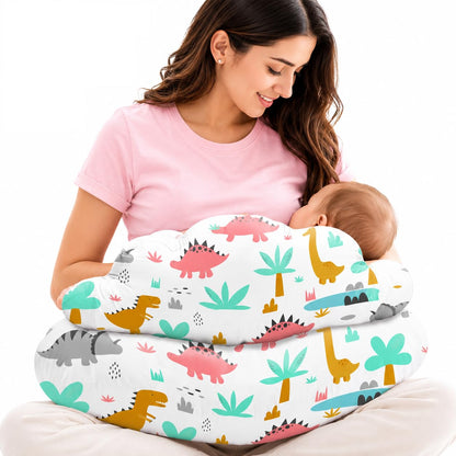 Proliva Feeding Pillow for New Born Baby with Detachable Cover Breast Feeding & Maternity Nursing Pillow for Breastfeeding Support for Baby Feeding Pillow for Mom (Off White-Camel-B2)