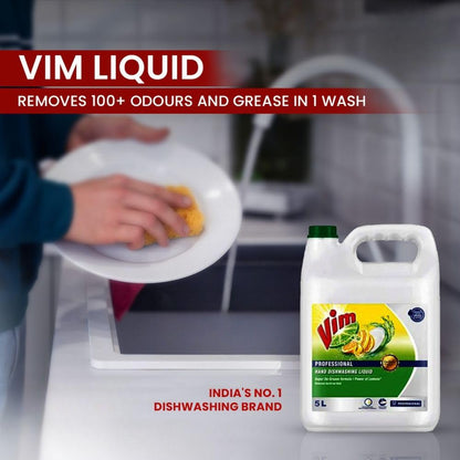 Vim Dishwash Liquid 3 L pouch | Removes 100+ Odours & Grease in 1 wash | With the power of 100 Lemons