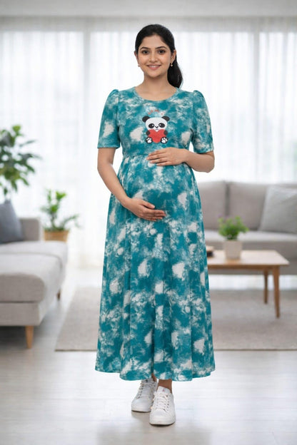 Women's Maternity Feeding Maxi zipless,Lounge wear, zipless Feeding Nightdress,Nursing Maxi Dress,Cotton Kaftan Nighty,Feeding Cotton Nighty
