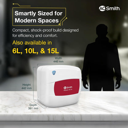 AO Smith Geyser 25 Litre 5 Star Rating (BEE) | Powerful 2KW Heating | Storage Water Heater With 2X Corrosion Resistant Blue Diamond Glass Tank | Warranty: 5 Yr Tank, 2 Yr Comprehensive | HSE-SHS-025