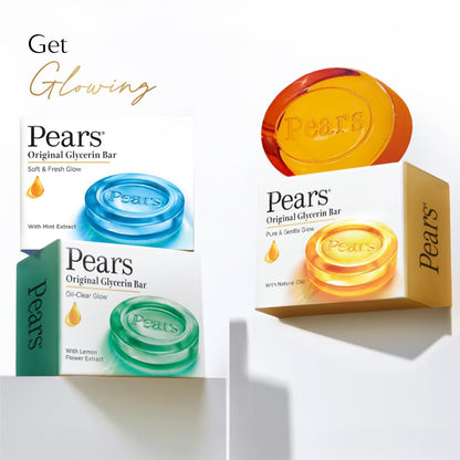 Pears Original Glycerin Soap Bar - Pure & Gentle Glow | With 98% Pure Glycerin | For Hydration & Glow | With Plant Based Cleanser for Skin & Body | Paraben-free | 125gms x 8