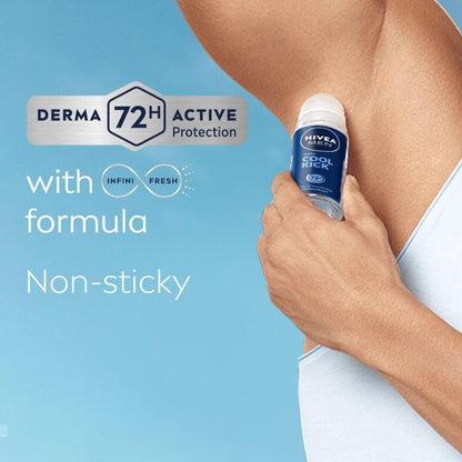 NIVEA MEN Deep Impact Freshness Underarm Roll On Deodorant for Men with Black Carbon | Long Lasting Antiperspirant Roll On for Body Odour Control | Alcohol Free Underarm Deodorant Roll On 50ml