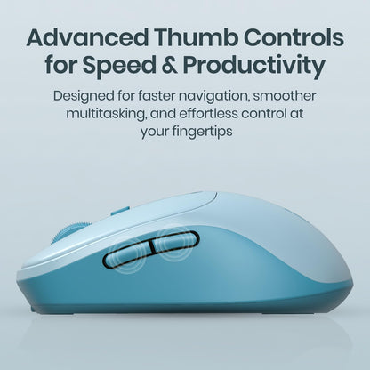 Portronics Toad 9 Wireless Bluetooth Mouse with Dual Wireless (BT + 2.4 GHz), Smart LED Display, Rechargeable Battery, Forward & Back Button, Multi-Device Pair, Upto 4800 Dpi Sensitivity(White)