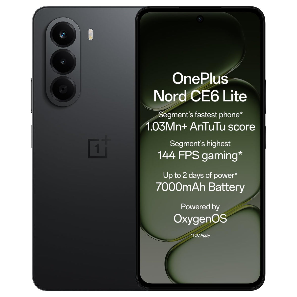 OnePlus Nord CE6 Lite | 8GB+128GB | Hyper Black | Segment's Fastest Dimensity 7400 Apex Processor | 7000mAh Battery | Segment's Highest 144Hz Refresh Rate | 50MP Main Camera, 4K Video Recording