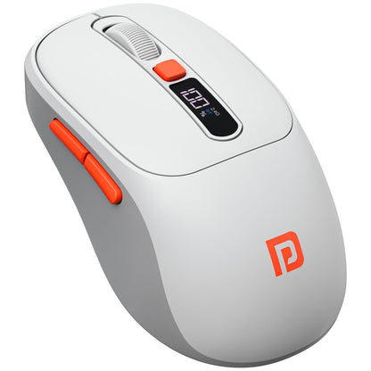 Portronics Toad 9 Wireless Bluetooth Mouse with Dual Wireless (BT + 2.4 GHz), Smart LED Display, Rechargeable Battery, Forward & Back Button, Multi-Device Pair, Upto 4800 Dpi Sensitivity(White)