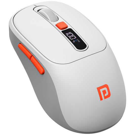 Portronics Toad 9 Wireless Bluetooth Mouse with Dual Wireless (BT + 2.4 GHz), Smart LED Display, Rechargeable Battery, Forward & Back Button, Multi-Device Pair, Upto 4800 Dpi Sensitivity(White)