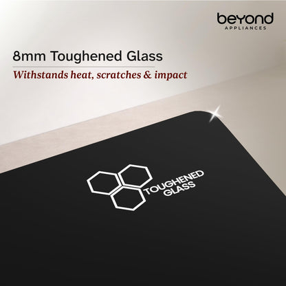 Beyond Appliances Altair 4 Burner Smart Glass Hobtop Gas Stove | Auto Ignition | Digital Timer | Flame Failure Device | Jumbo Burner | Toughened Glass | LPG & PNG Compatible
