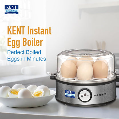 KENT Super Egg Boiler | 3 Boiling Modes | Stainless Steel Body and Heating Plate | 6 Eggs at a Time | Automatic Turn-Off | Silver