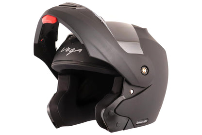 Vega Crux ISI Certified Flip-Up Helmet for Men and Women with Clear Visor(Black, Size:L)