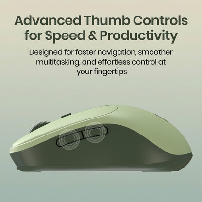 Portronics Toad 9 Wireless Bluetooth Mouse with Dual Wireless (BT + 2.4 GHz), Smart LED Display, Rechargeable Battery, Forward & Back Button, Multi-Device Pair, Upto 4800 Dpi Sensitivity(White)