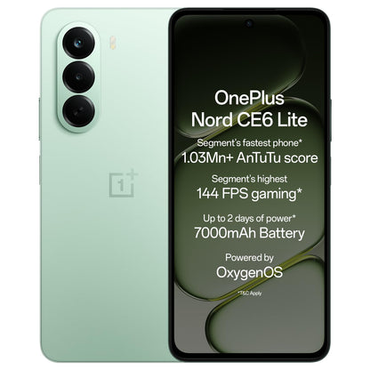 OnePlus Nord CE6 Lite | 8GB+128GB | Hyper Black | Segment's Fastest Dimensity 7400 Apex Processor | 7000mAh Battery | Segment's Highest 144Hz Refresh Rate | 50MP Main Camera, 4K Video Recording