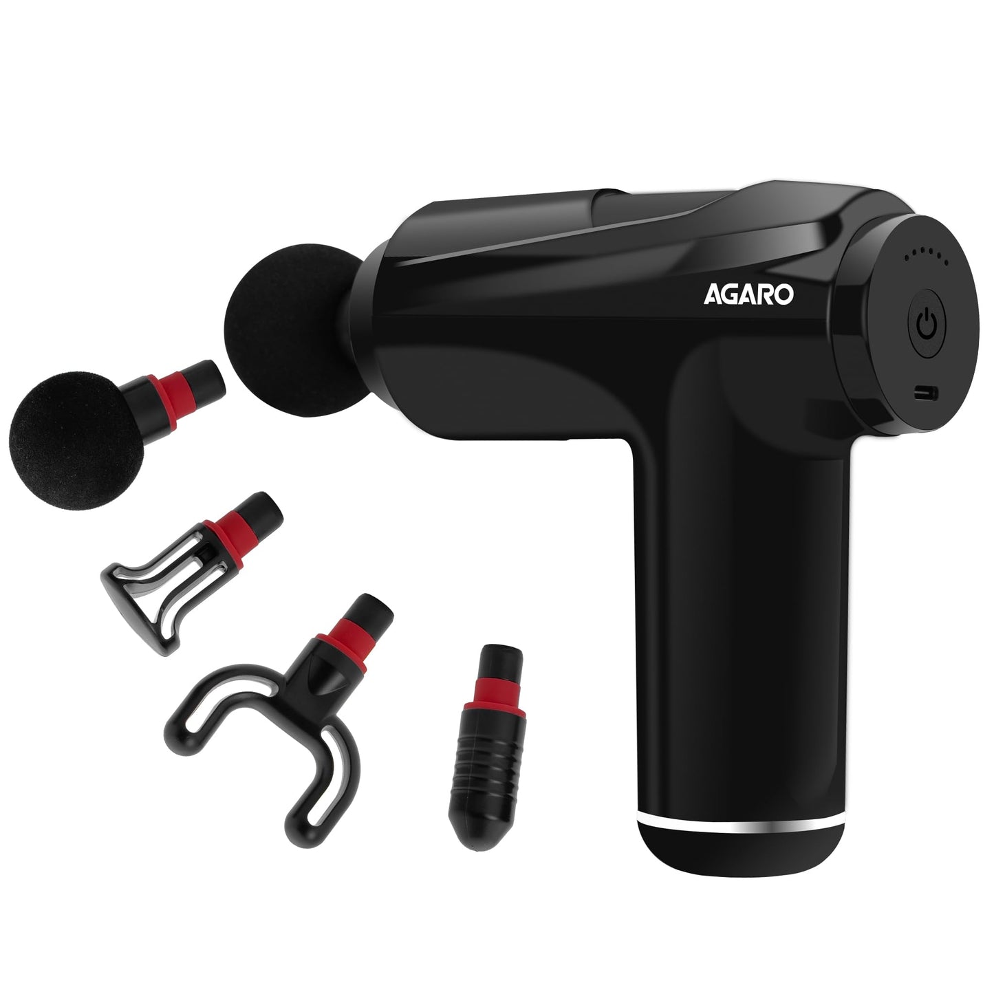 AGARO Galaxy Massager Machine, Handheld Deep Tissue Massage Gun, 4 Heads, 6 Speed, Rechargeable Percussion Massager for Muscle Relief & Relaxation, for Neck, Shoulder, Back, Foot & Full Body, Black