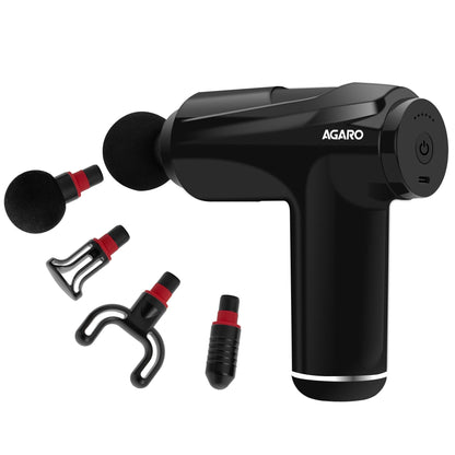 AGARO Galaxy Massager Machine, Handheld Deep Tissue Massage Gun, 4 Heads, 6 Speed, Rechargeable Percussion Massager for Muscle Relief & Relaxation, for Neck, Shoulder, Back, Foot & Full Body, Black