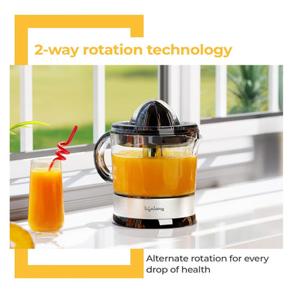 Lifelong Electric Citrus Juicer | Dual Cones & 700 ML Capacity | Electric Juicer Machine for All Fruits | Powerful 40W Motor for Low Noise | Fast Juicing at Home | Compact & Stylish for Daily Use